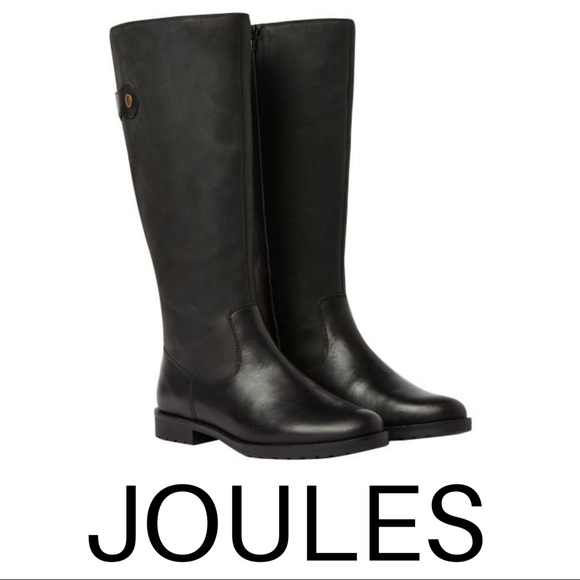 Joules Shoes - JOULES Black Canterbury Leather Knee-High boots